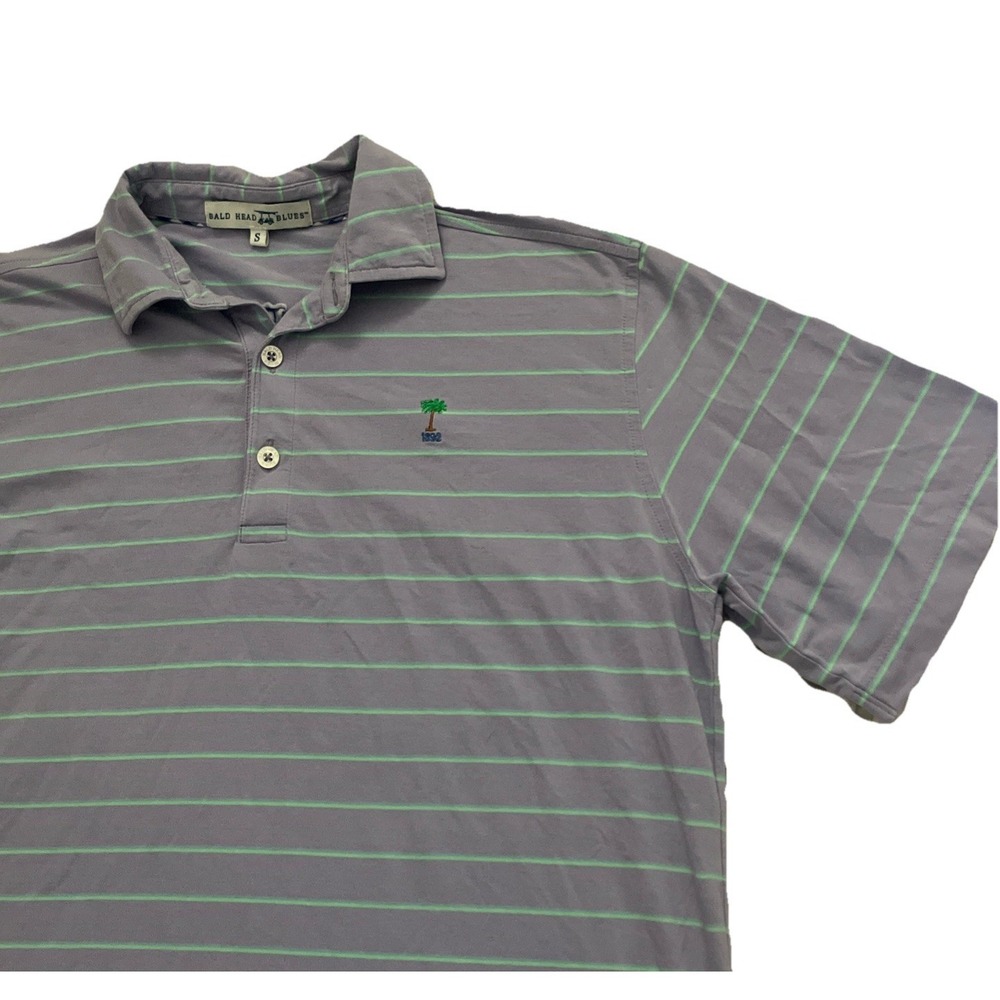 Bald Head Blues Polo Shirt Mens Size Small‎ Purple Stripe Palmetto Golf Club